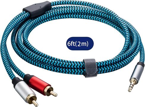 Hftywy RCA إلى 3.5 مم كابل Aux 30 قدم مضفر 3.5 مم ذكر إلى 2RCA ذكر ستيريو Y مقسم RCA كابل 1/8 إلى RCA كابل ستيريو Audiophiles سماعة رأس RCA كابل in Kuwait