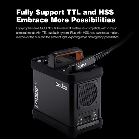 حزمة طاقة Godox AD1200Pro 1200Ws TTL، وقت إعادة التدوير 0.01-2 ثانية، يمكن أن تمنع ضوء الشمس في بيئة التصوير بالضوء الساطع في الهواء الطلق، مع مزامنة HSS عالية السرعة في أي وقت وفي أي مكان in Saudi Arabia