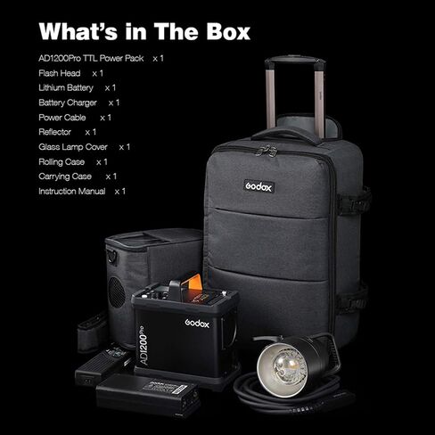 حزمة طاقة Godox AD1200Pro 1200Ws TTL، وقت إعادة التدوير 0.01-2 ثانية، يمكن أن تمنع ضوء الشمس في بيئة التصوير بالضوء الساطع في الهواء الطلق، مع مزامنة HSS عالية السرعة في أي وقت وفي أي مكان in Saudi Arabia