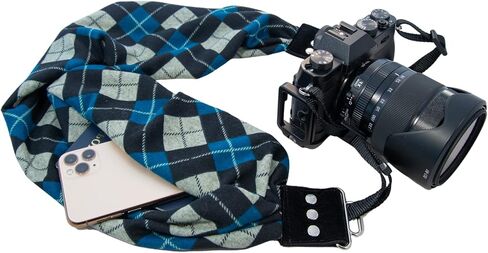 Capturing Couture Scarf Camera Strap with Hidden Pocket - Zipper Pocket Size: 6.5" Opening x 4" Deep, Stretch Material in Kuwait