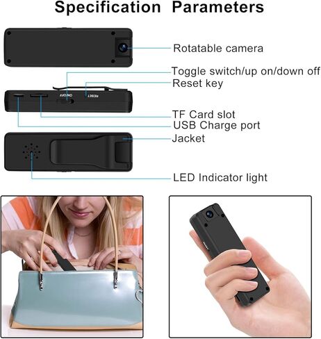 كاميرا الجسم الصغيرة lopofly، كاميرا محمولة مخفية بالقلم اللاسلكي 128 جيجا، كاميرا صغيرة، كاميرا مراقبة منزلية بدقة 1080 بكسل عالية الدقة للرؤية الليلية، أصغر كاميرا مع كشف الحركة، زاوية واسعة تدور 180 درجة in Kuwait