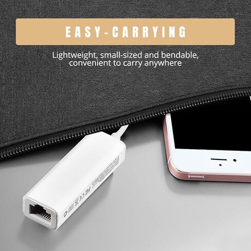 محول Zhiyavex USB C Ethernet، محول USB 3.1 Type-C إلى RJ45 Ethernet، محول USB C محمول بسرعة 100 ميجا بت في الثانية، التوصيل والتشغيل، لأجهزة الكمبيوتر المحمول/الكمبيوتر اللوحي/الهاتف المحمول من النوع C in Kuwait