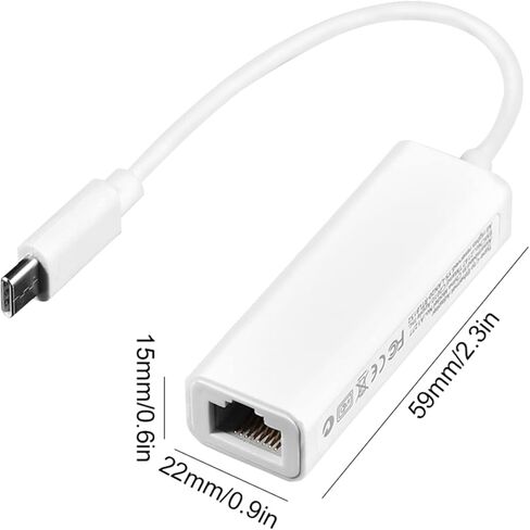 محول Zhiyavex USB C Ethernet، محول USB 3.1 Type-C إلى RJ45 Ethernet، محول USB C محمول بسرعة 100 ميجا بت في الثانية، التوصيل والتشغيل، لأجهزة الكمبيوتر المحمول/الكمبيوتر اللوحي/الهاتف المحمول من النوع C in Kuwait