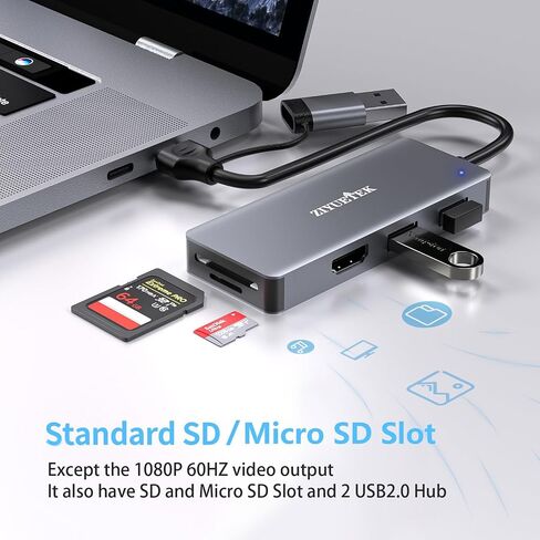 USB 3.0 to hdmi Adapter&USB c to hdmi Adapter 2 in 1,ZIYUETEK 5-in-1 USB C and USB3.0 Docking Station, Suitable for Laptop and PC with Windows7/8/10/11 in Saudi Arabia