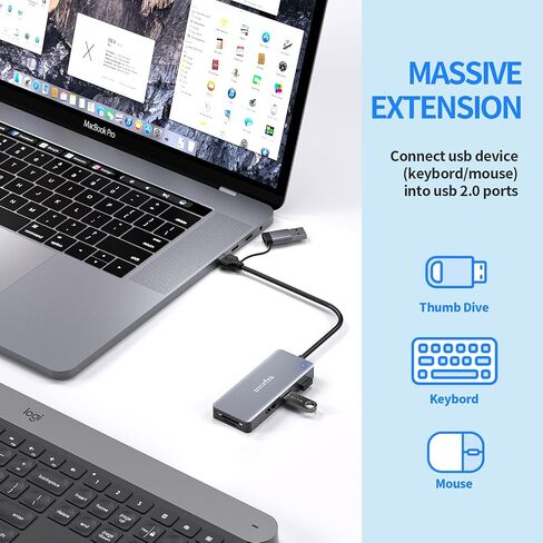 USB 3.0 to hdmi Adapter&USB c to hdmi Adapter 2 in 1,ZIYUETEK 5-in-1 USB C and USB3.0 Docking Station, Suitable for Laptop and PC with Windows7/8/10/11 in Saudi Arabia