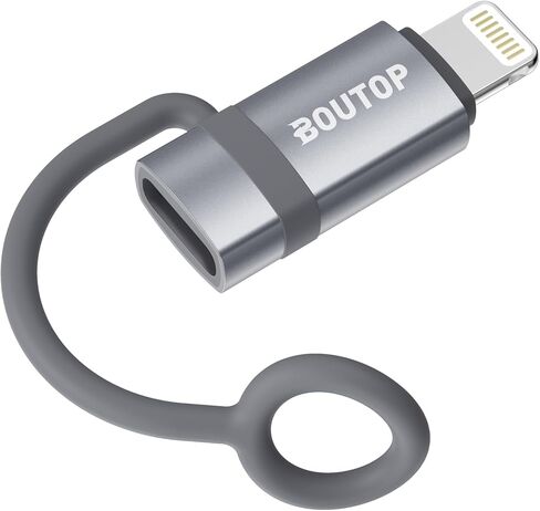 BOUTOP [MFi Certified] 36W USB C to Lightning Adapter 2 Pack | PD Fast Charging Adapter with Anti-loss Silicone Ring; Converts USB-C Cable to Lightning for IPhone IPad MFi Certified 36W in Kuwait
