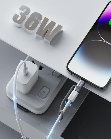 BOUTOP [MFi Certified] 36W USB C to Lightning Adapter 2 Pack | PD Fast Charging Adapter with Anti-loss Silicone Ring; Converts USB-C Cable to Lightning for IPhone IPad MFi Certified 36W in Kuwait