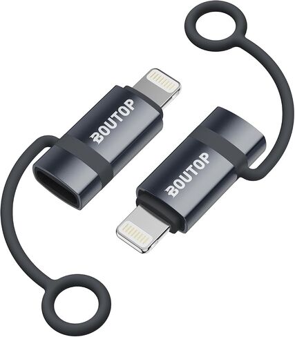 BOUTOP [MFi Certified] 36W USB C to Lightning Adapter 2 Pack | PD Fast Charging Adapter with Anti-loss Silicone Ring; Converts USB-C Cable to Lightning for IPhone IPad MFi Certified 36W in Kuwait