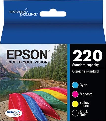 Epson t220120 durabrite فائق باللون الأسود سعة القياسية بخرطوشة حبر (wf-2760 ، wf-2750 ، wf-2660 ، wf-2650 ، wf-2630 ، xp-424 ، xp-420 ، xp-320), Black and Color Combo Pack in Saudi Arabia