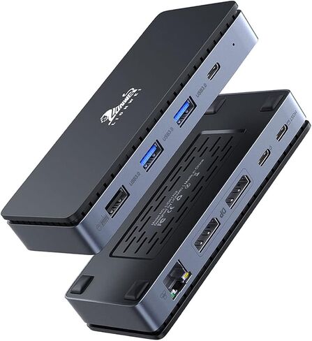 قاعدة شحن مزدوجة USB C بمنفذ عرض مزدوج 4K@60hz، محول متعدد المنافذ مع 2 DP، 4 USB، جيجابت ايثرنت ومنفذ PD 100 واط، لديل/لينوفو/اتش بي/سيرفس/ماك بوك (مع كيبل USB C بطول 3.3 قدم) in Kuwait