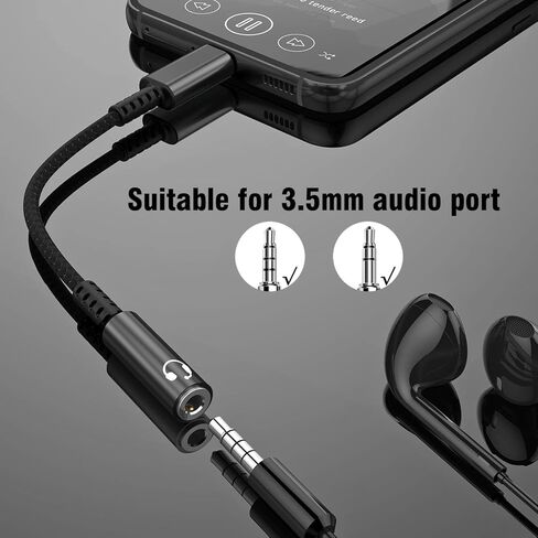 محول سماعة رأس وشاحن TOPUONE USB C إلى 3.5 مم، مقبس صوت 2 في 1 من النوع C إلى Aux مع محول PD سريع Aux متوافق مع Pixel 3 4 5 XL، Galaxy S20 S21 S22 S23 Ultra، Note 20 10، Ipad Pro in Kuwait
