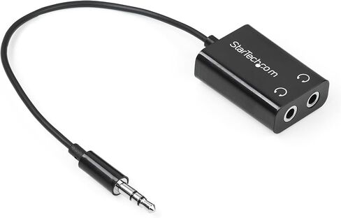 StarTech.com محول كابل مقسم سماعة الرأس White Slim Mini Jack - 3.5 مم صوت ستيريو صغير Y Splitter - 3.5 مم ذكر إلى 2x 3.5 مم أنثى (MUY1MFFADPW)، أبيض - نحيف in Kuwait