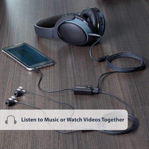 StarTech.com محول كابل مقسم سماعة الرأس White Slim Mini Jack - 3.5 مم صوت ستيريو صغير Y Splitter - 3.5 مم ذكر إلى 2x 3.5 مم أنثى (MUY1MFFADPW)، أبيض - نحيف in Kuwait