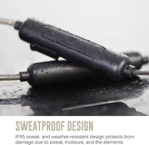 كابل محول MEE audio BTX2 Bluetooth MMCX اللاسلكي مع aptX وaptX زمن استجابة منخفض، ميكروفون وجهاز تحكم عن بعد، بلوتوث 5.0، مقاومة العرق IPX5، أسود (BTX2-BK) in Kuwait