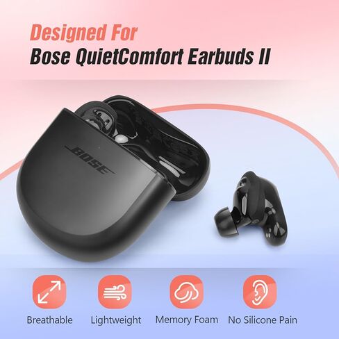 ABAZAR Memory Foam Tips for Bose QuietComfort Earbuds II, No Silicone Eartips Pain, Anti-Slip Replacement Ear Tips, Fit in The Charging Case, Reducing Noise Tips, 3 Pairs (Mixed Sizes S/M/L, Black) in Kuwait