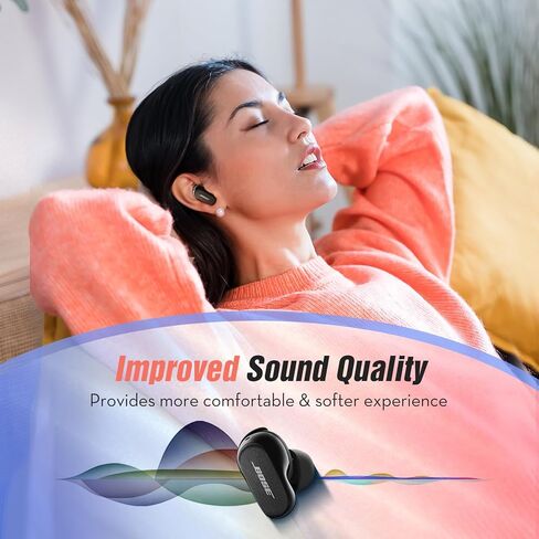 ABAZAR Memory Foam Tips for Bose QuietComfort Earbuds II, No Silicone Eartips Pain, Anti-Slip Replacement Ear Tips, Fit in The Charging Case, Reducing Noise Tips, 3 Pairs (Mixed Sizes S/M/L, Black) in Kuwait