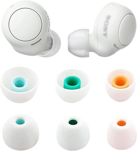 أطراف أذن ALXCD متوافقة مع سماعات أذن Sony WI-XB400 WF-C500، S/M/L 3 أزواج من رؤوس الأذن المصنوعة من السيليكون الناعم، متوافقة مع Sony WI-XB400 WF-C500، SML أبيض in Saudi Arabia