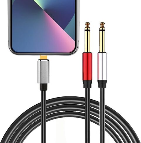 منفذ WUSERNING iOS إلى 2 ذكر 6.35 مم (1/4 بوصة) TS Mono Stereo Y-Cable Splitter متوافق مع iPhone، iPad، iPod، مكبر الصوت، وحدة التحكم في الخلط، مكبر الصوت، إلخ (6.6 قدم) in Kuwait