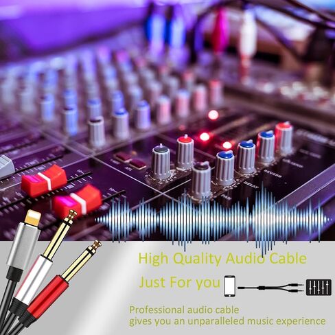 منفذ WUSERNING iOS إلى 2 ذكر 6.35 مم (1/4 بوصة) TS Mono Stereo Y-Cable Splitter متوافق مع iPhone، iPad، iPod، مكبر الصوت، وحدة التحكم في الخلط، مكبر الصوت، إلخ (6.6 قدم) in Kuwait