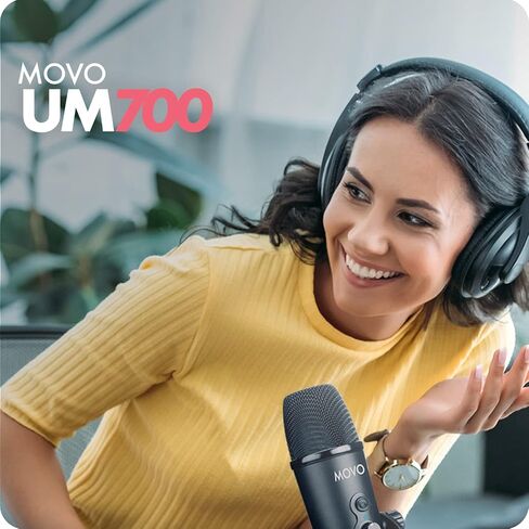 ميكروفون USB لسطح المكتب من Movo UM800 لهواتف iPhone وAndroid والكمبيوتر مع أنماط التقاط قابلة للتعديل وكابلات USB وUSB من النوع C وLightning - ميكروفون بودكاست وميكروفون البث وميكروفون الألعاب in Kuwait