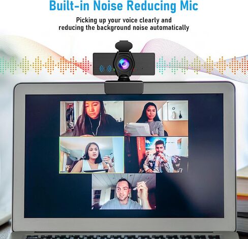 كاميرا ويب LITEPRO مع ميكروفون وغطاء للخصوصية، كاميرا كمبيوتر ويب عالية الدقة 1080 بكسل، توصيل USB وتشغيل كاميرا سطح المكتب للكمبيوتر المحمول، تعمل مع التكبير/التصغير، سكايب، الفرق، مؤتمرات الفيديو/التسجيل/البث in Kuwait