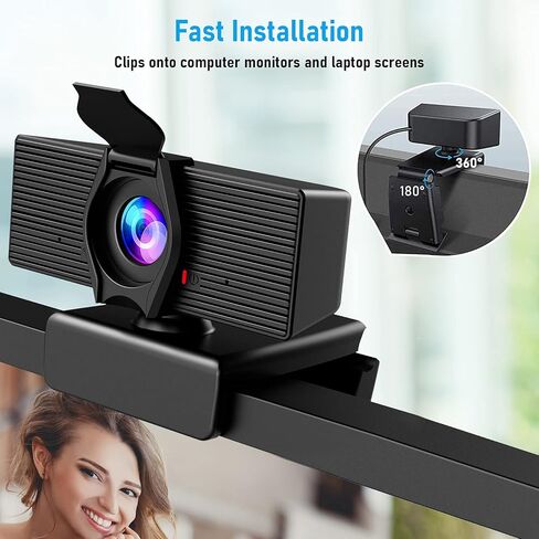 كاميرا ويب LITEPRO مع ميكروفون وغطاء للخصوصية، كاميرا كمبيوتر ويب عالية الدقة 1080 بكسل، توصيل USB وتشغيل كاميرا سطح المكتب للكمبيوتر المحمول، تعمل مع التكبير/التصغير، سكايب، الفرق، مؤتمرات الفيديو/التسجيل/البث in Kuwait