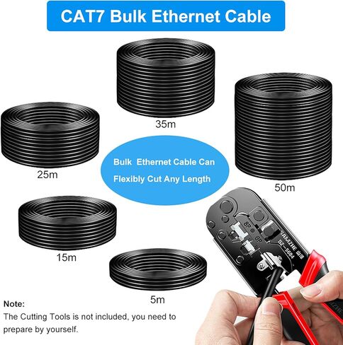 Cat7 Ethernet Cable 500ft Bulk: Pure Copper Outdoor Easy Pull Cat 7 Cord - CMR Direct Burial in Wall - Triple Shielded POE Ethernet Wire, 10G 1000Mhz Roll Spool in Kuwait