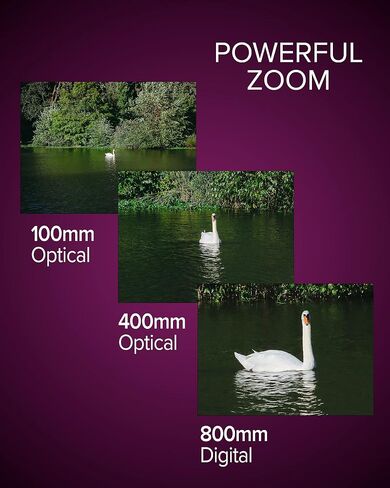 طقم منظار رقمي أحادي التكبير من Canon مع شاحن USB-C، وبطاقة microSD، وتكبير PowerShot، وتكبير بصري 400 مم، وتكبير رقمي 800 مم، ومشاهدة الطيور، والحياة البرية، ومشاهدة الألعاب الرياضية، والسفر، والمشي لمسافات طويلة باللون الأسود in Saudi Arabia
