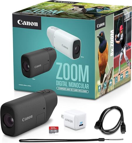 طقم منظار رقمي أحادي التكبير من Canon مع شاحن USB-C، وبطاقة microSD، وتكبير PowerShot، وتكبير بصري 400 مم، وتكبير رقمي 800 مم، ومشاهدة الطيور، والحياة البرية، ومشاهدة الألعاب الرياضية، والسفر، والمشي لمسافات طويلة باللون الأسود in Saudi Arabia