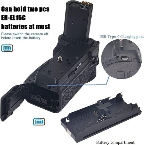 BM Premium Battery Grip Kit for Nikon Z5, Z6, Z6 II, Z7, Z7 II Cameras- Includes MB-N10 Battery Grip Replacement + Qty 1 EN-EL15C Battery + Battery Charger in Saudi Arabia
