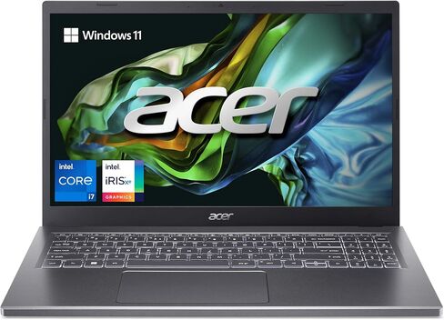لاب توب أيسر أسباير 5 15 سليم | 15.6 بوصة FHD (1920 × 1080) IPS | Core i7-1355U | Intel Iris Xe Graphics | 16 جيجابايت LPDDR5 | 512 جيجابايت Gen 4 SSD | Wi-Fi 6E | USB4/Thunderbolt 4 | لوحة مفاتيح بإضاءة خلفية | A515-58M-7570، رمادي in Kuwait
