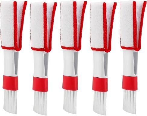 Blilo Mini Duster لفتحة تهوية السيارة، 5 قطع منظف مكيف الهواء التلقائي وأداة فرشاة، قطعة قماش تنظيف يدوية لجمع الغبار لنافذة لوحة المفاتيح وتترك الستائر ومصراع النظارات (رمادي) in Kuwait