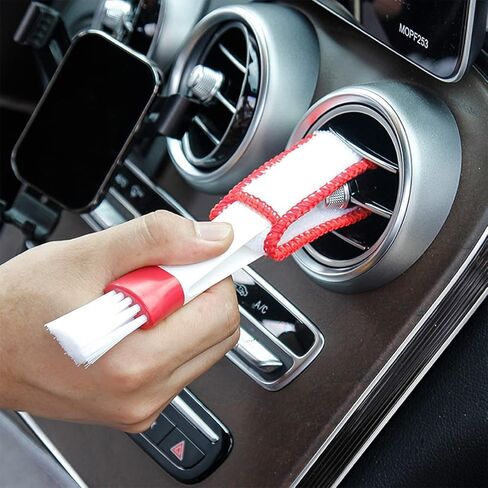 Blilo Mini Duster لفتحة تهوية السيارة، 5 قطع منظف مكيف الهواء التلقائي وأداة فرشاة، قطعة قماش تنظيف يدوية لجمع الغبار لنافذة لوحة المفاتيح وتترك الستائر ومصراع النظارات (رمادي) in Kuwait