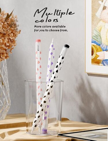 ELETIUO Cow Print Silicone Case for Apple Pencil 2nd Generaion Cover,Protective Skin Grip Sleeve with Cap Accessories Compatible for iPad Pro 11 12.9 inch,Black+Pink in Kuwait