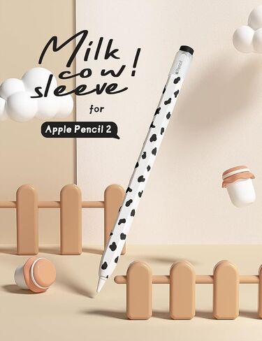 ELETIUO Cow Print Silicone Case for Apple Pencil 2nd Generaion Cover,Protective Skin Grip Sleeve with Cap Accessories Compatible for iPad Pro 11 12.9 inch,Black+Pink in Kuwait