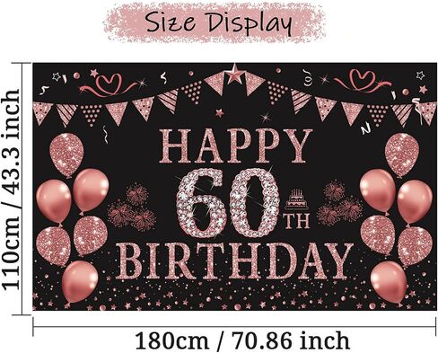 Trgowaul 40th Birthday Decorations Banner for Women, Rose Gold 40 and Fabulous Decorations Backdrop Party Supplies, Photography Background 5.9 X 3.6 Fts in Saudi Arabia