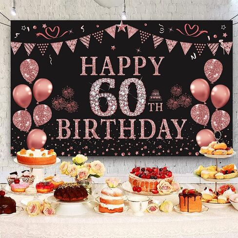 Trgowaul 40th Birthday Decorations Banner for Women, Rose Gold 40 and Fabulous Decorations Backdrop Party Supplies, Photography Background 5.9 X 3.6 Fts in Saudi Arabia