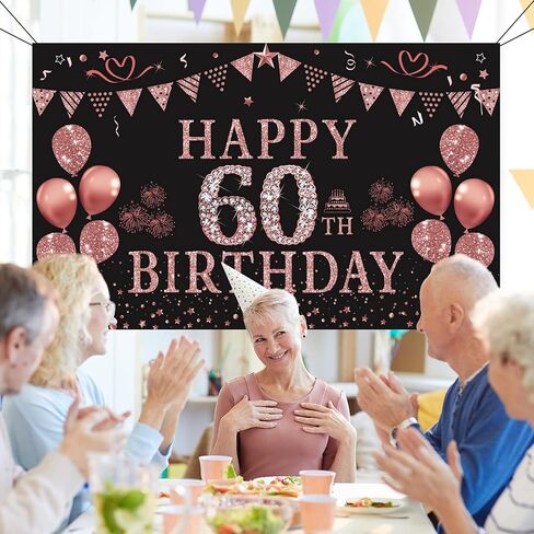 Trgowaul 40th Birthday Decorations Banner for Women, Rose Gold 40 and Fabulous Decorations Backdrop Party Supplies, Photography Background 5.9 X 3.6 Fts in Saudi Arabia