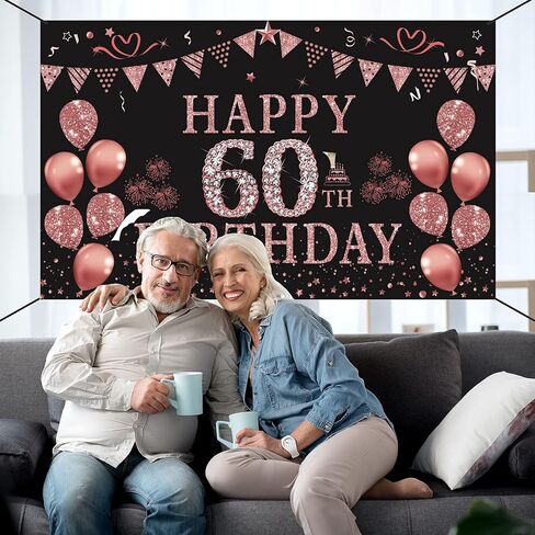 Trgowaul 40th Birthday Decorations Banner for Women, Rose Gold 40 and Fabulous Decorations Backdrop Party Supplies, Photography Background 5.9 X 3.6 Fts in Saudi Arabia