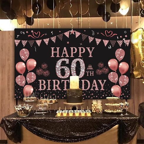 Trgowaul 40th Birthday Decorations Banner for Women, Rose Gold 40 and Fabulous Decorations Backdrop Party Supplies, Photography Background 5.9 X 3.6 Fts in Saudi Arabia