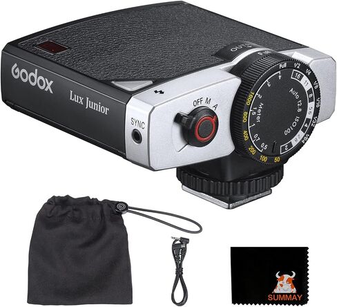 درجة حرارة لون فلاش Godox Lux Junior Retro 6000k±200k، متوافقة على نطاق واسع مع معظم العلامات التجارية للكاميرات مثل Fuji وCanon وNikon وSony in Saudi Arabia