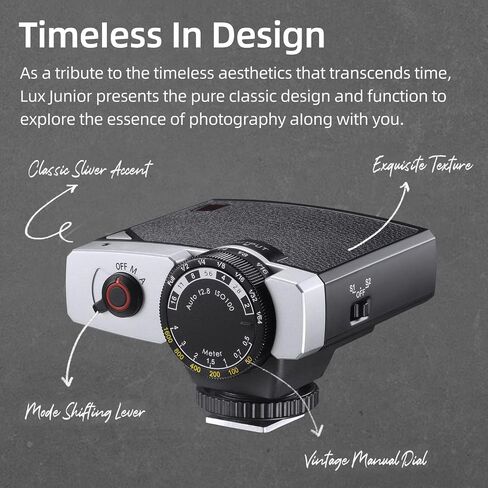 درجة حرارة لون فلاش Godox Lux Junior Retro 6000k±200k، متوافقة على نطاق واسع مع معظم العلامات التجارية للكاميرات مثل Fuji وCanon وNikon وSony in Saudi Arabia