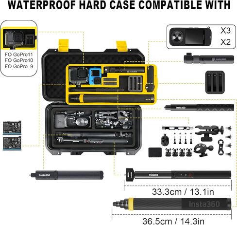 يتيث حافظة صلبة مقاومة للماء لكاميرا انستا 360 اكس 3 / انستا 360 ون اكس 2، شنطة حمل محمولة متوافقة مع انستا 360 اكس 3 / انستا 360 ون اكس 2 / جو برو هيرو 11/10 / 9 وغيرها من الملحقات in Kuwait