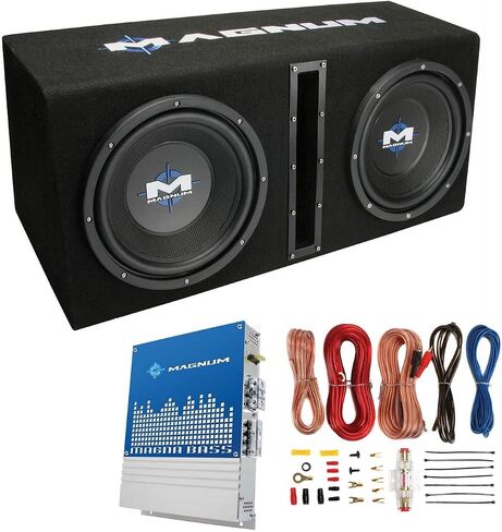 MTX Magnum MB210SP 10 Inch 400 Watt RMS Dual Car Loaded 200 Watt RMS 800 Watt Max Polymer Coated Cone Subwoofer with Box Enclosure And Wiring Kit in Saudi Arabia