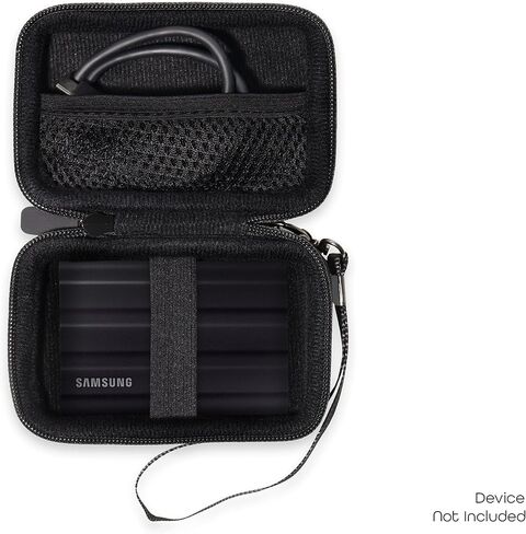Alltravel Palm Size Case for Samsung T7 Shield Portable SSD, Compatible with 1TB, 2TB, 4TB, mesh Pocket for SSD Cable (Black) in Saudi Arabia