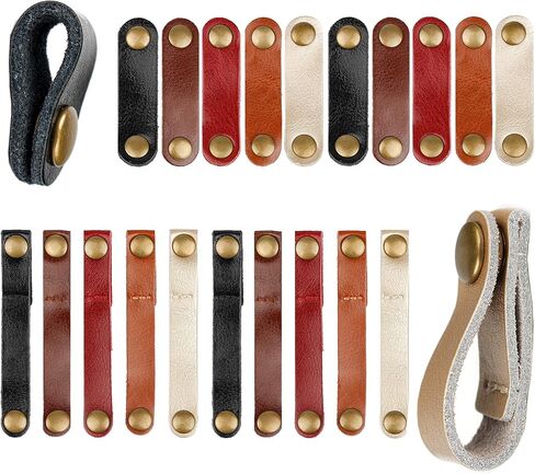 Gydandir Leather Cable Straps Cable Ties Cable Organizers Cord Management for Organizing USB Cable Headphone Wires, 2 Sizes 5 Colors in Kuwait