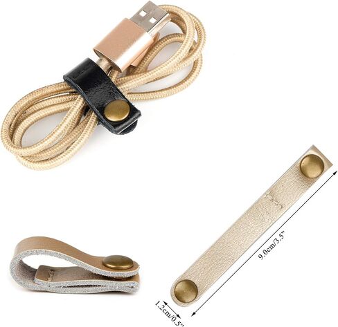 Gydandir Leather Cable Straps Cable Ties Cable Organizers Cord Management for Organizing USB Cable Headphone Wires, 2 Sizes 5 Colors in Kuwait