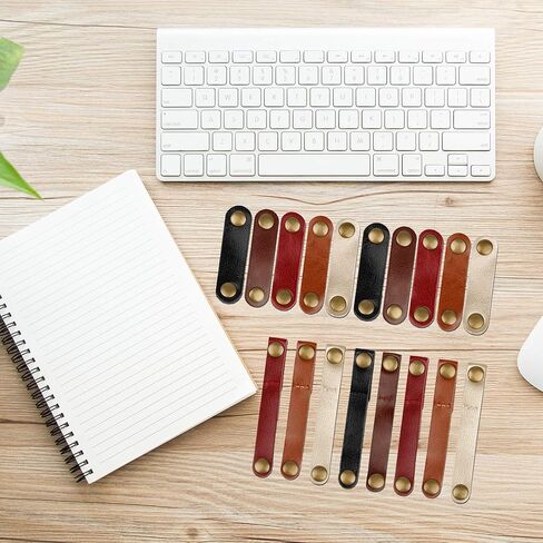 Gydandir Leather Cable Straps Cable Ties Cable Organizers Cord Management for Organizing USB Cable Headphone Wires, 2 Sizes 5 Colors in Kuwait