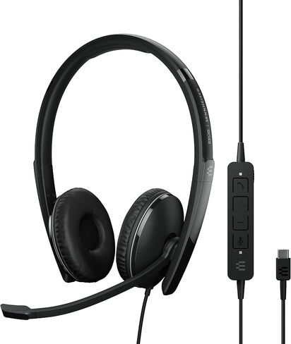 مؤسسة EPO سماعة راس ادابت 160 ايه ان سي بمنفذ USB-C (1000220) من سينهايزر، سماعة راس سلكية مزدوجة الجوانب - اتصال USB-C، UC محسن - الغاء الضوضاء النشطة - التحكم في المكالمات - اسود in Kuwait