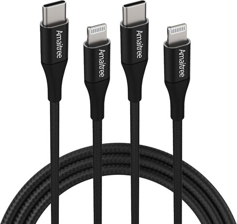 USB C to Lightning Cable (4Ft, 2-Pack),[Apple MFi Certified] 3A Fast Charging iPhone Charging Braided Cable, Durable Lightning to USB-C Carplay Data Cable for iPhone 14/13/12/11/XS/XR and More - Black in Kuwait